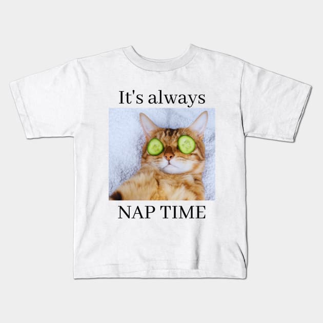 Most Likely to Take a Nap, It's Always Nap Time Funny Cat Kids T-Shirt by K.C Designs